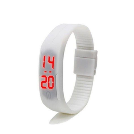 흰색 LED 디지털 실리콘 손목시계 / 운동 공용 LED 손목시계