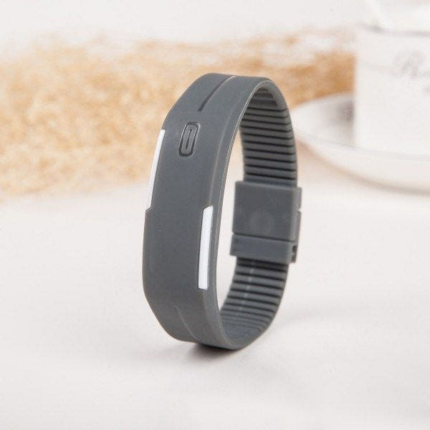 회색 LED 디지털 실리콘 손목시계 / 운동 공용 LED 손목시계