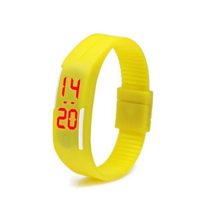 노란색 LED 디지털 실리콘 손목시계 / 운동 공용 LED 손목시계