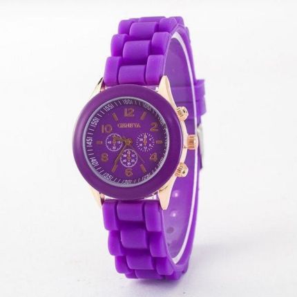 보라색 실리콘 젤리 밴드 손목시계 / 학생 아동 패션 시계