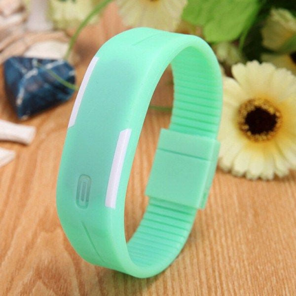 민트색 LED 디지털 실리콘 손목시계 / 운동 공용 LED 손목시계